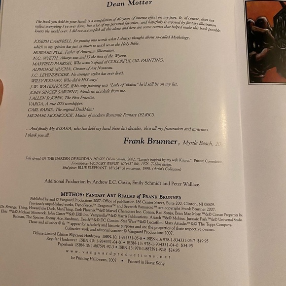 Mythos The Fantasy Art Reams of Frank Brunner trade paperback 2007 - Picture 8 of 9